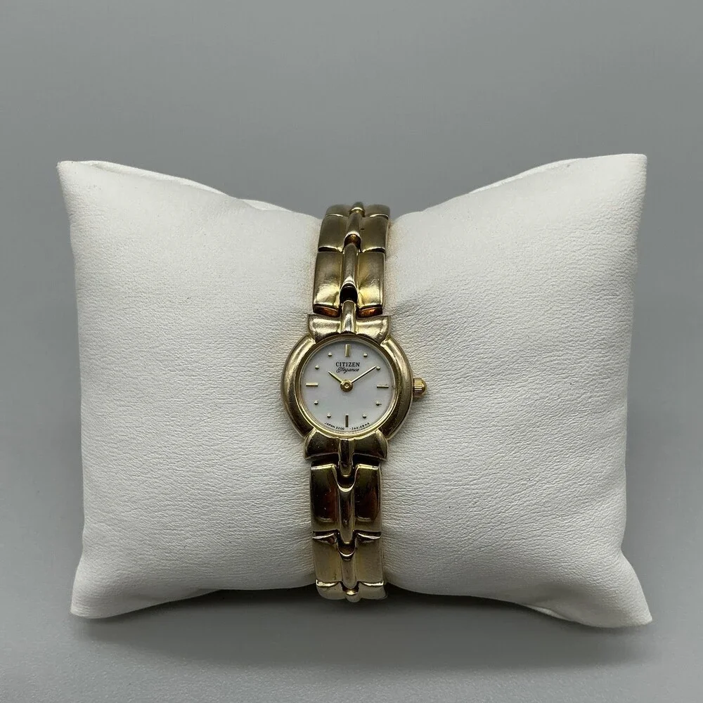 Vintage Citizen Womens Watch 16mm Gold Tone 2200-041215T New Battery 6.5